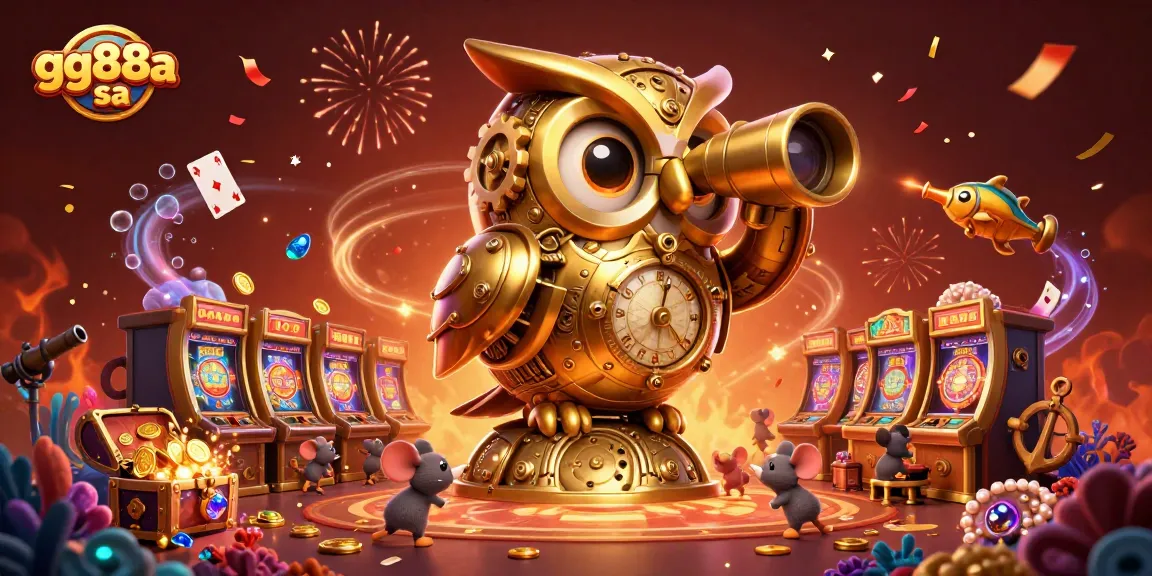 Engage in thrilling gameplay at gg88a sa, featuring a vibrant casino scene with golden owl and whimsical elements.
