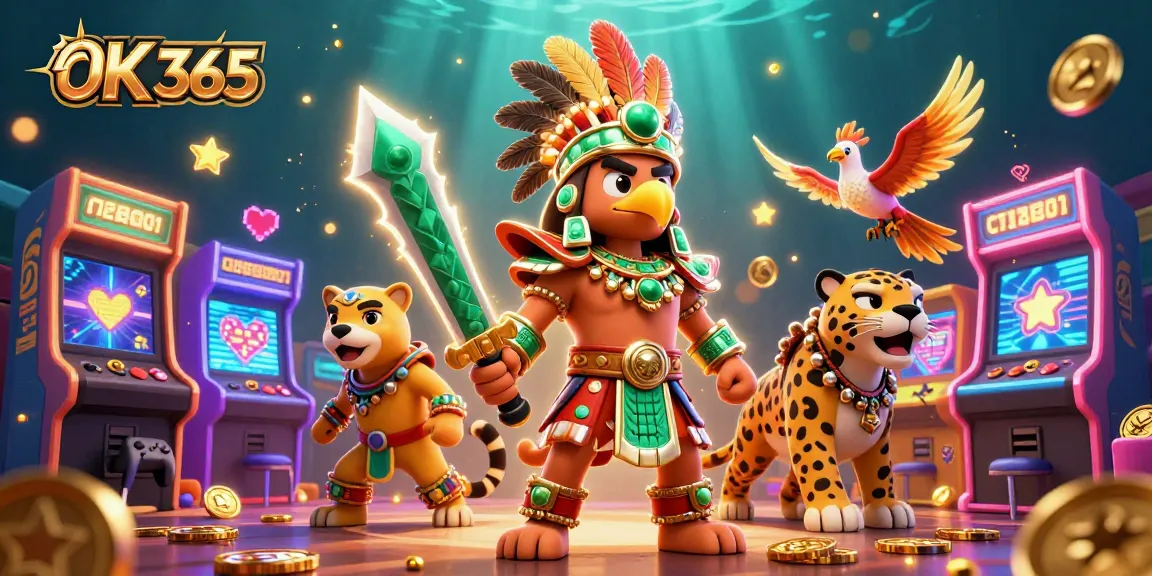 Engage with OK 365's vibrant casino scene, featuring dynamic characters and gaming elements.