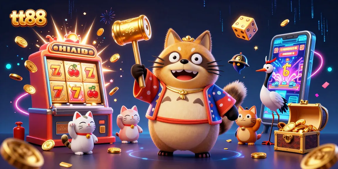 Experience the excitement of tt88 with a vibrant 3D casino scene capturing joyful characters and dynamic gaming elements.