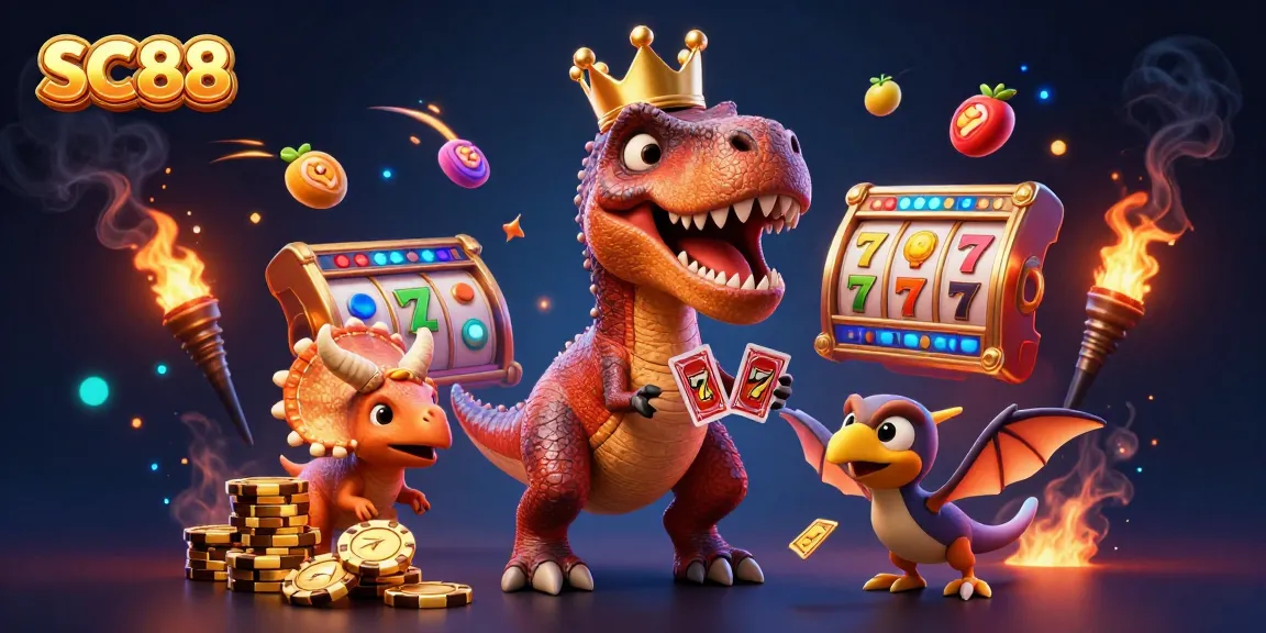 Engage with SC88's thrilling slot gameplay featuring T-Rex and friends in an entertaining casino environment.