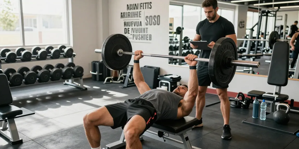 Anabolika Shop showcasing fitness dedication with a bodybuilder lifting weights in a modern gym