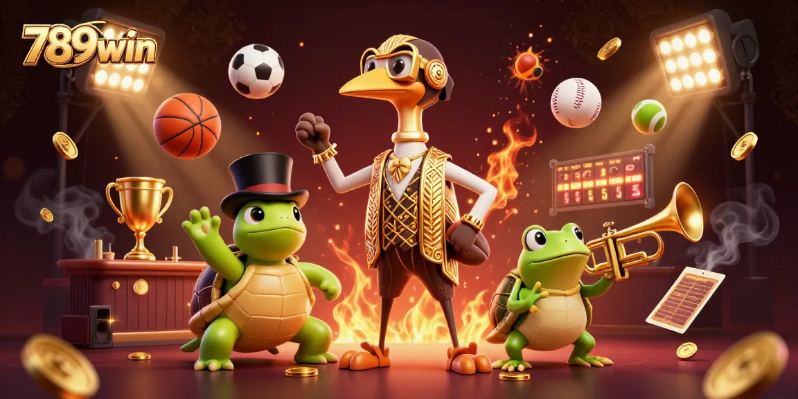Experience the excitement of 789win with a vibrant 3D cartoon casino scene featuring dynamic sports betting elements.