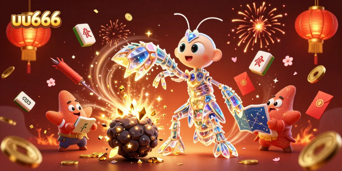 Join the action at uu666 as the mantis shrimp wins golden gems in an exciting casino scene.