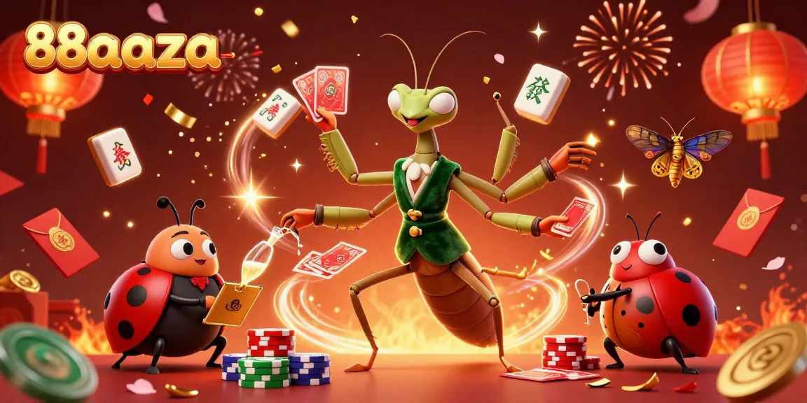 Experience the excitement of gambling at 88aaza with a vibrant 3D casino illustration featuring engaging characters.