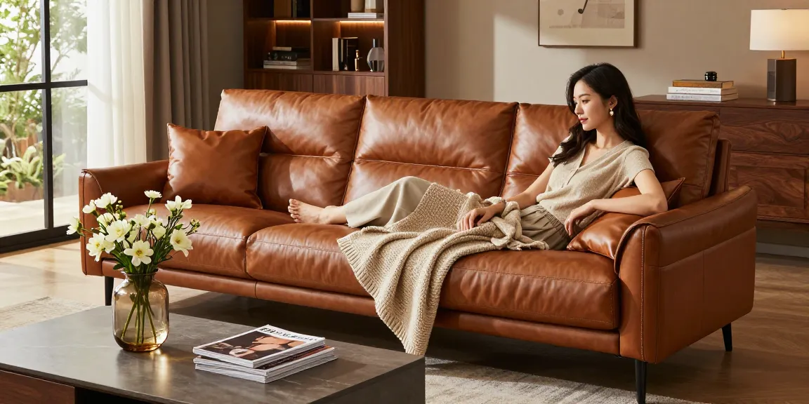 Baxter Ledersofa in einem eleganten Wohnzimmer präsentiert, das Luxus und Komfort betont.