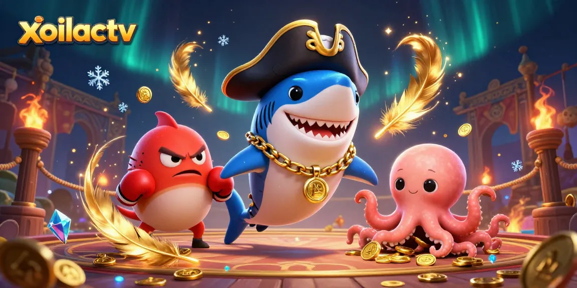 Engaging illustration of xoilactv entertainment featuring animated sea creatures and dynamic casino elements.