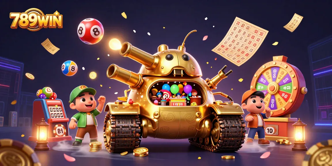 Experience thrilling gameplay at 789WIN with a lively scene showcasing a mini casino inside a golden beetle tank.