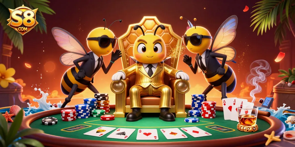 Engage in exciting gameplay at S8 COM featuring a mob boss and poker elements in a lively casino atmosphere.