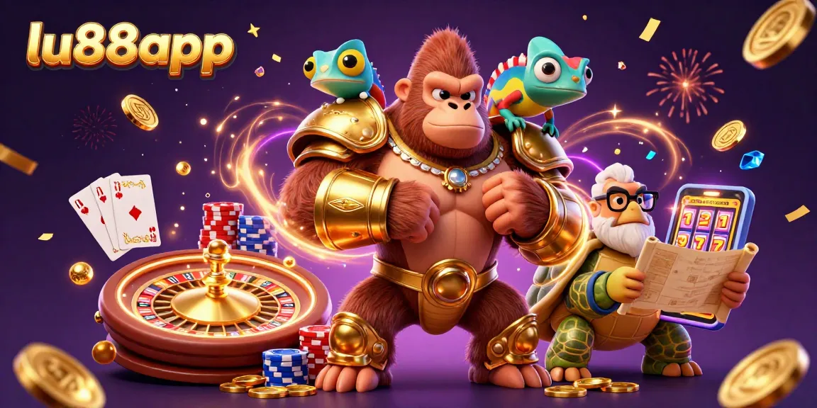 Experience thrilling games with lu88app, featuring a vibrant 3D party scene brimming with riches and excitement.
