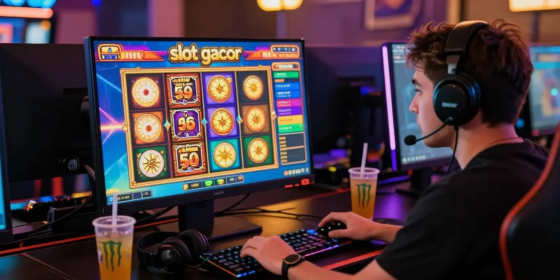 Permainan slot gacor di komputer dengan pemain fokus dan suasana menarik