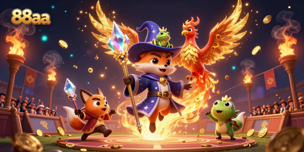 Experience thrilling betting action with 88aa's vibrant illustration showcasing magical elements and sports excitement.