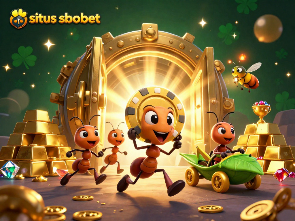 Experience the excitement of situs sbobet with a dynamic illustration of ants on a heist.