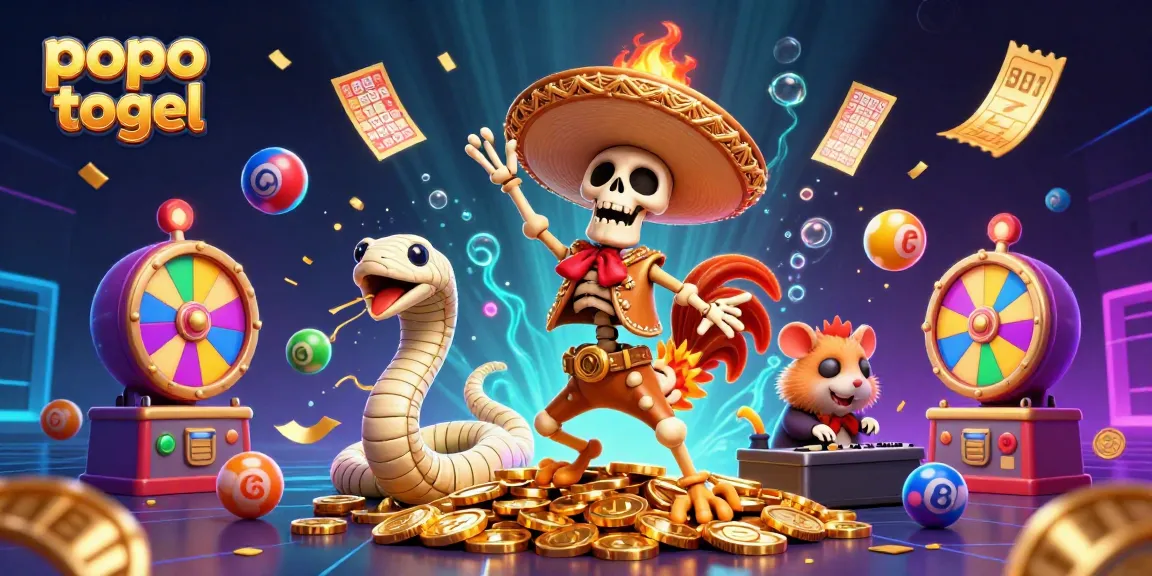 Engage in popo togel excitement with vibrant lottery elements in a lively casino scene.