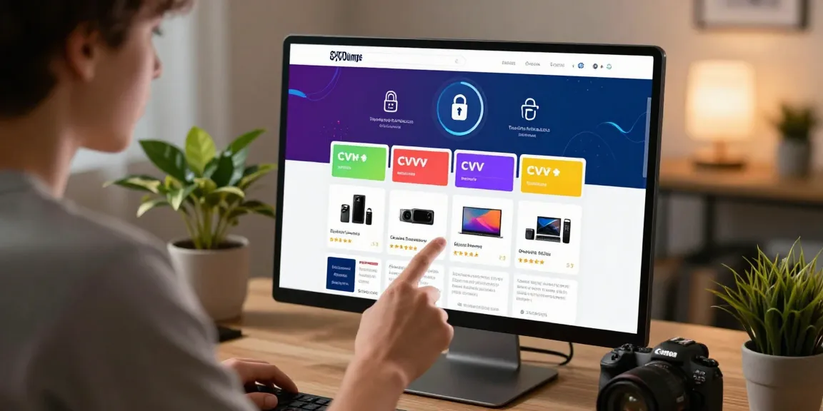 Engaging online shopping experience in a dumps shop showcasing secure CVV options.