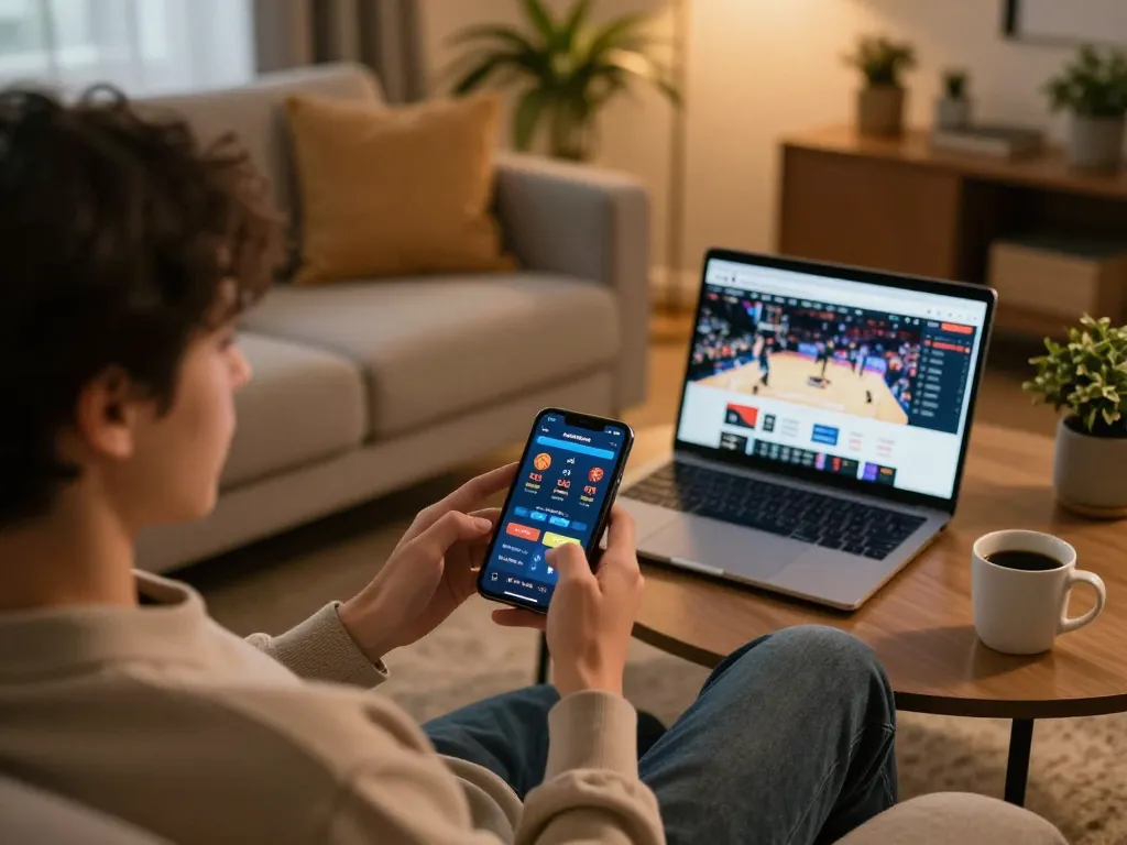 Engaging in sports betting on the go with go8 mobile app, depicting dynamic gaming environment.