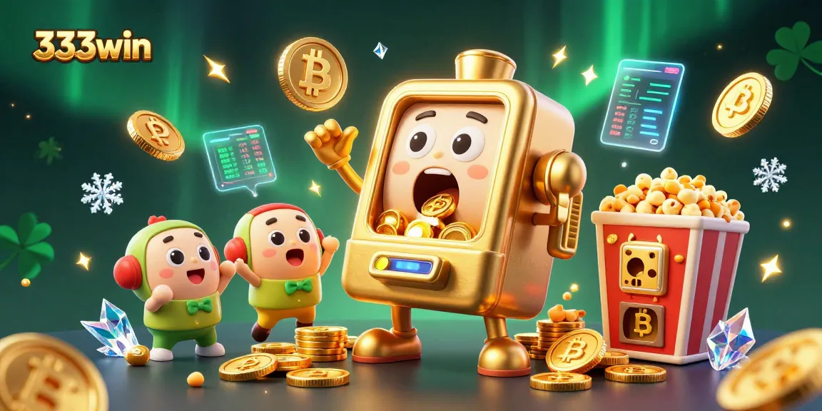 Engage in thrilling spins with 333win, where golden slot machines shower coins amid lively cheers and neon crypto.