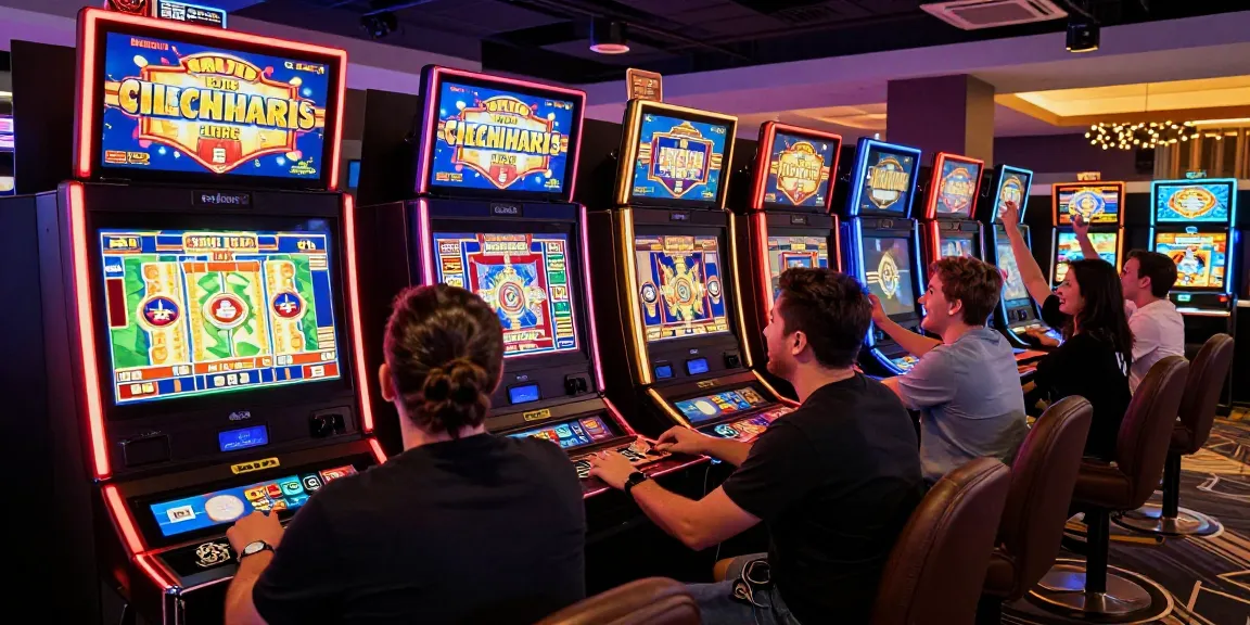 Découvrez l'ambiance vibrante du meilleur casino en ligne avec des joueurs profitant de divers jeux et interactions animées.