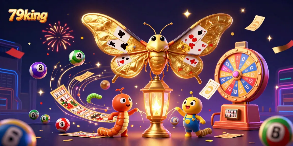 Experience winnings with 79king in a vibrant 3D casino scene filled with lottery balls and gold.