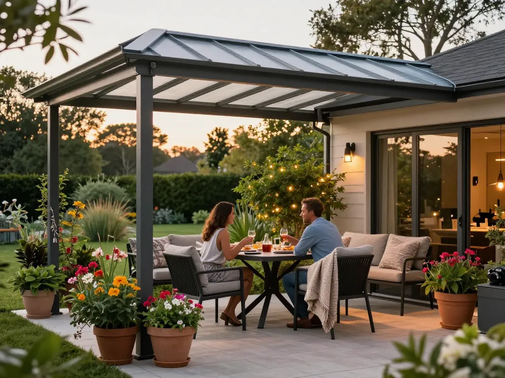 Stilvolle Terrassenüberdachung bereichert das Leben im Freien mit Komfort und Charme.