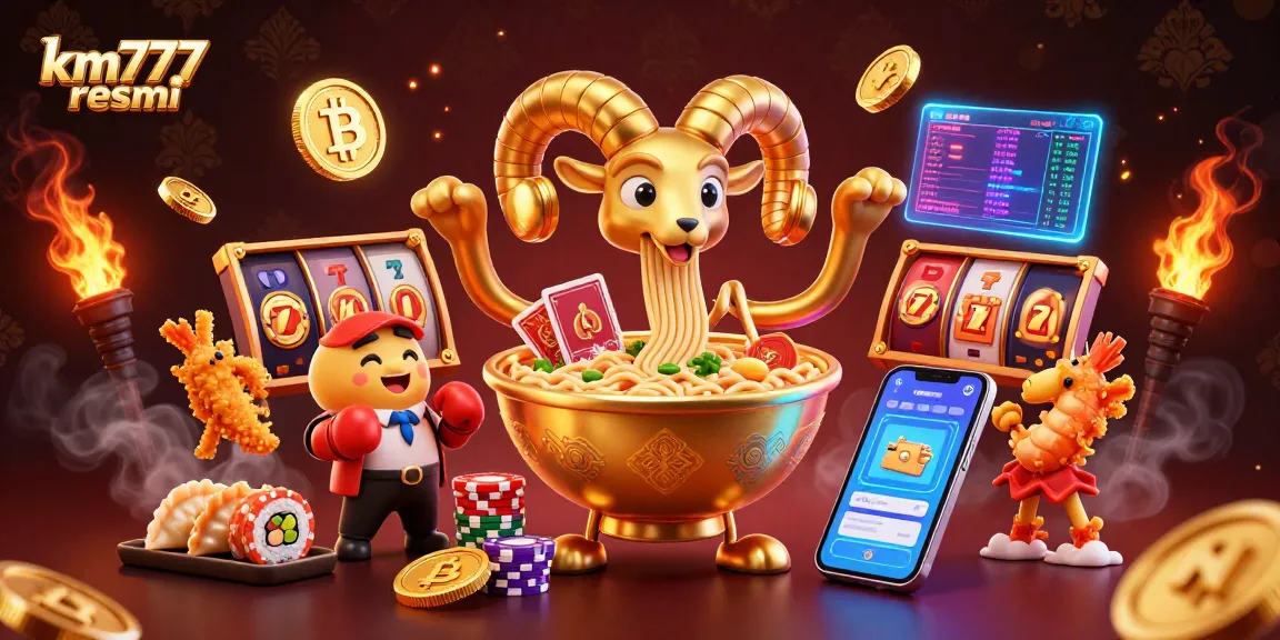 Experience the thrill of casino fun with km777 resmi, featuring vibrant cartoon characters and slot game elements.