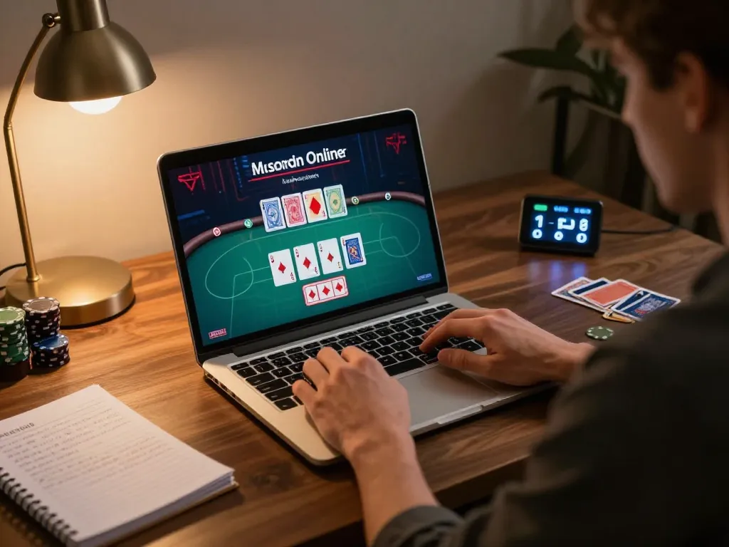 Engaging poker gameplay at home featuring dagelan4d with strategic notes and cozy atmosphere.