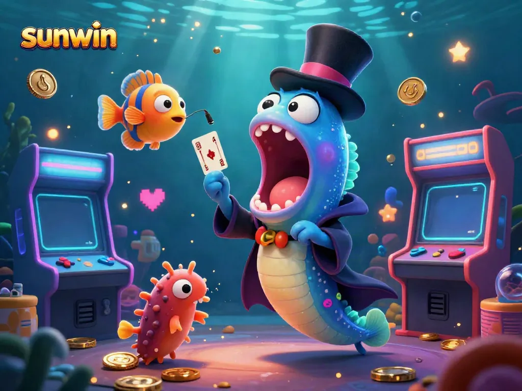 Experience thrilling gaming action with sunwin, featuring vibrant characters in a magical casino setting.