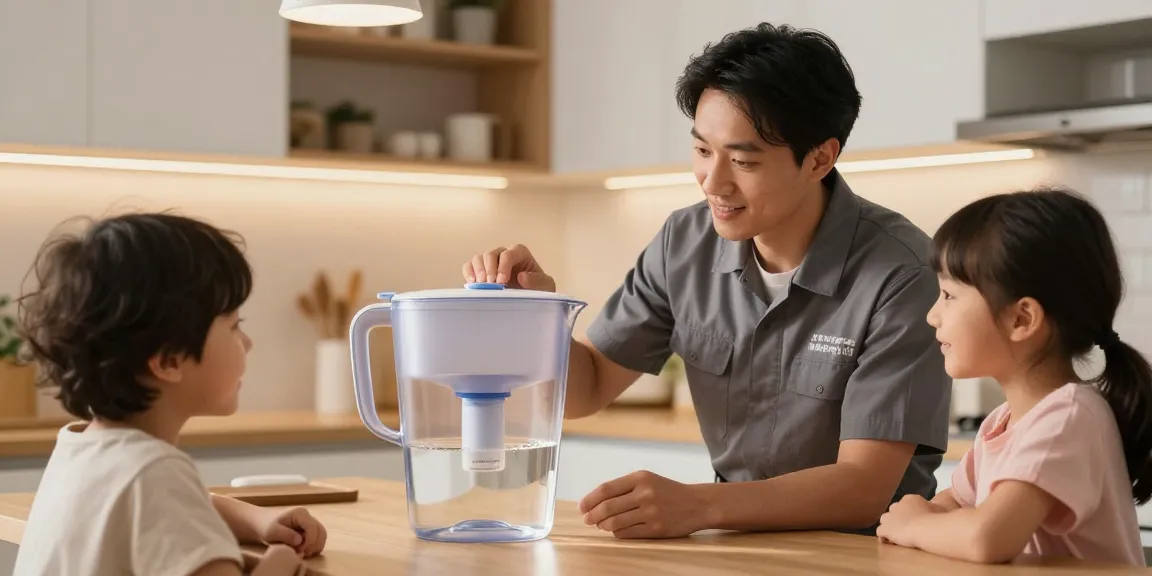 Waterdrop TDS Reduction Water Filter Pitcher with 1 Filter in a modern kitchen, local services provider ensuring quality and reliability, community-focused.