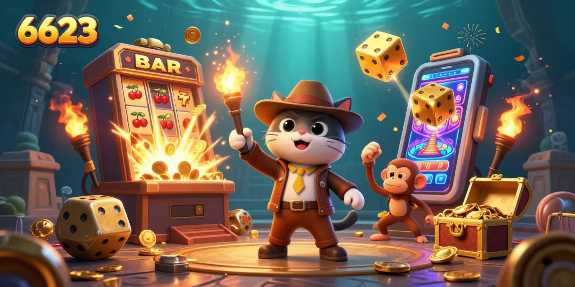Engage with 6623's thrilling 3D casino adventure featuring dynamic characters discovering treasures.