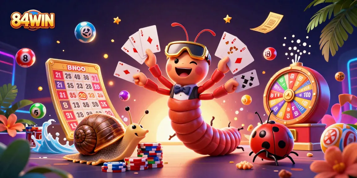 Engage with thrilling gameplay at 84WIN, featuring dynamic characters and vibrant casino elements.
