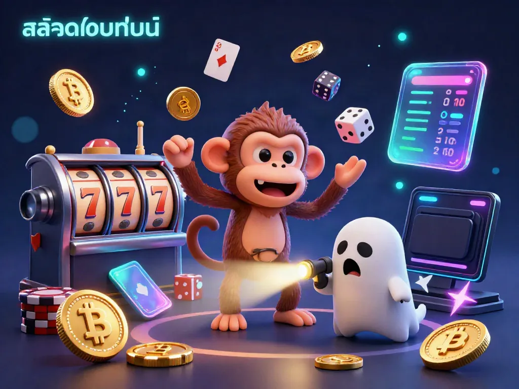 Experience thrilling สล็อตออนไลน์ action with a playful ghost and energetic puppy in a dynamic casino scene.