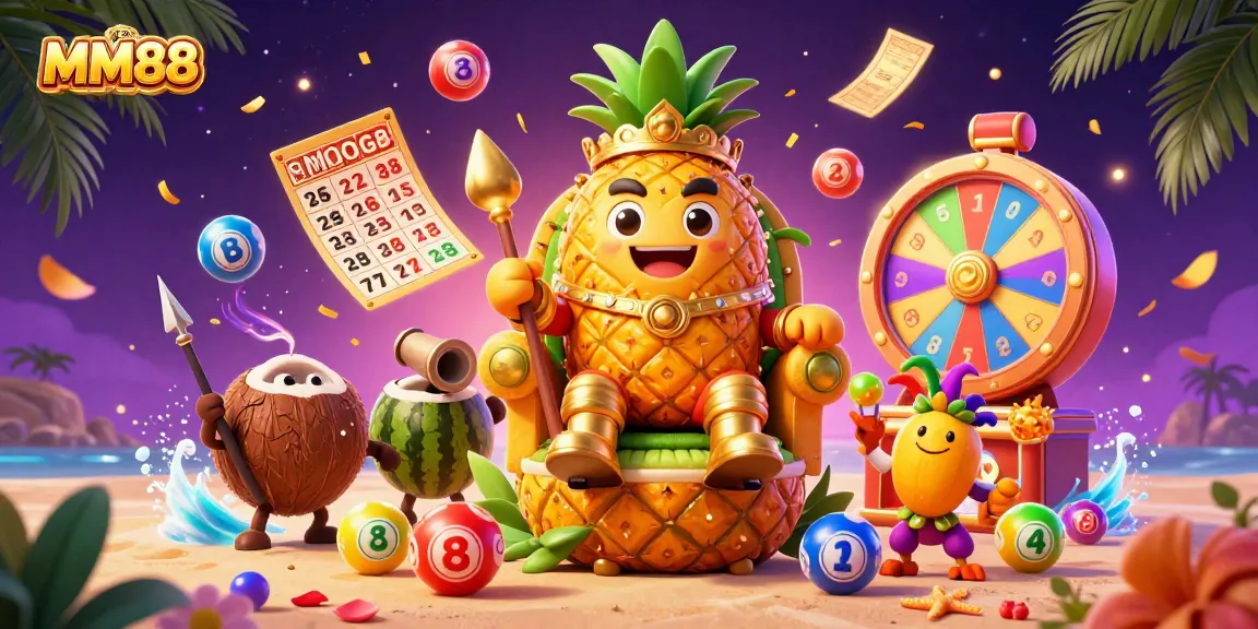 Experience exciting gameplay with MM88's vibrant casino atmosphere featuring a golden pineapple king and dynamic game elements.