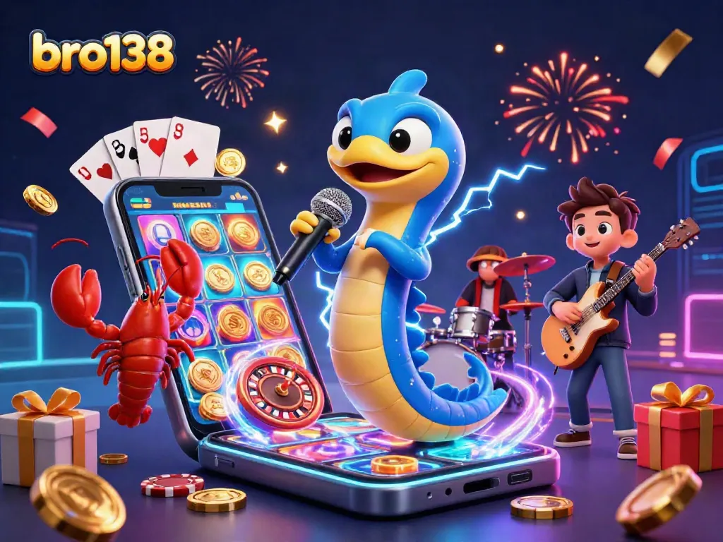 Experience exciting gameplay with bro138's vibrant 3D illustration showcasing thrilling casino elements.