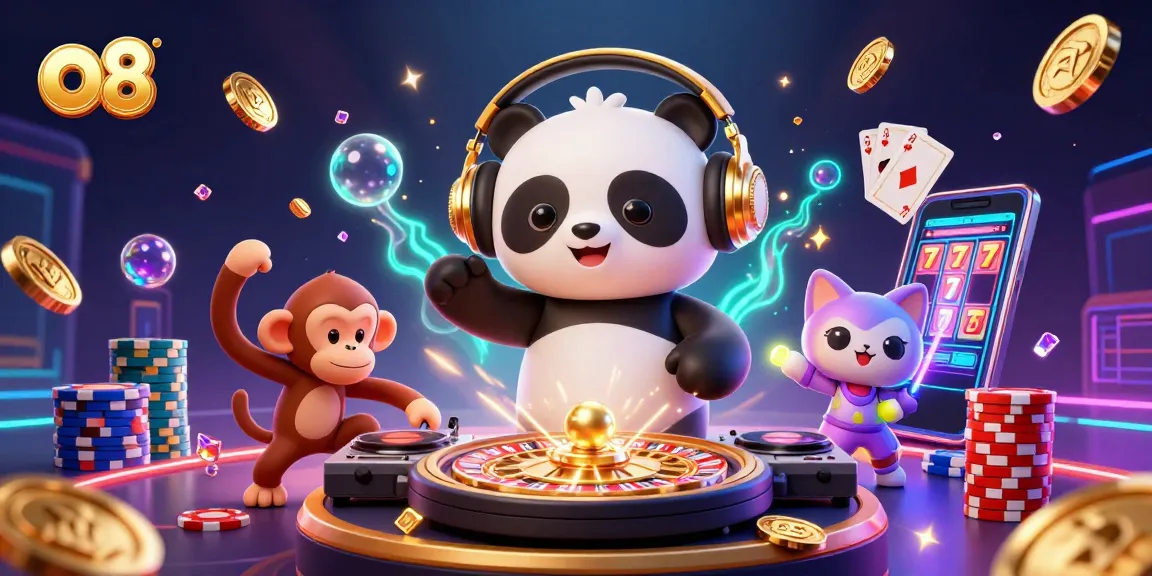 Spin to win with O8 as the DJ panda, breakdancing monkey, and rave kitten light up the casino floor.