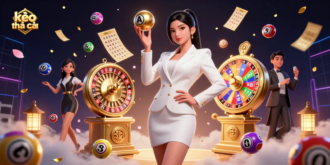 Experience kèo nhà cái through a lively 3D illustration showcasing dynamic casino elements and vibrant energy.