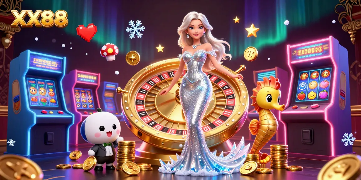 Experience thrilling games at XX88 casino with a sparkling mermaid and a golden roulette.