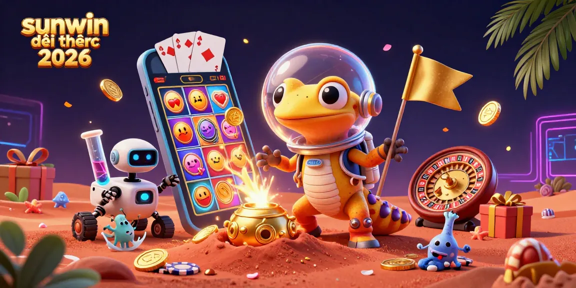 Spin and win at sunwin đổi thưởng 2026 with Martian gecko discovering a golden casino adventure.