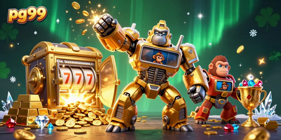 Win big at pg99 with exciting slot adventures featuring a golden gorilla mech!