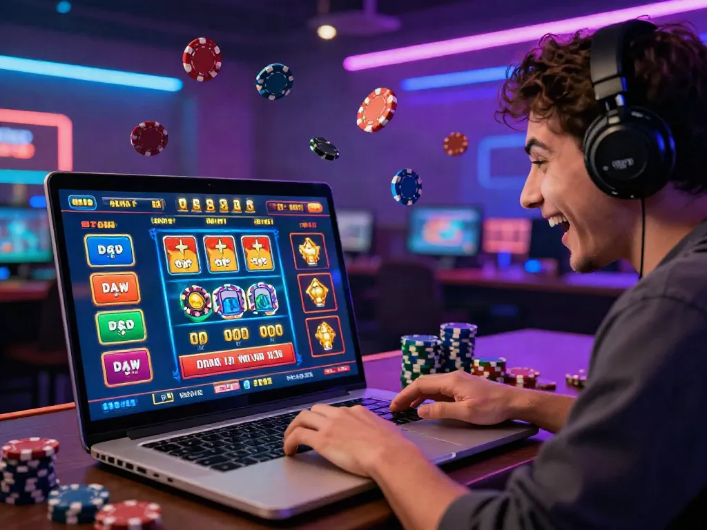 Exciting gaming experience showcasing a casino bonus sans depot environment with vibrant visuals and a happy player.