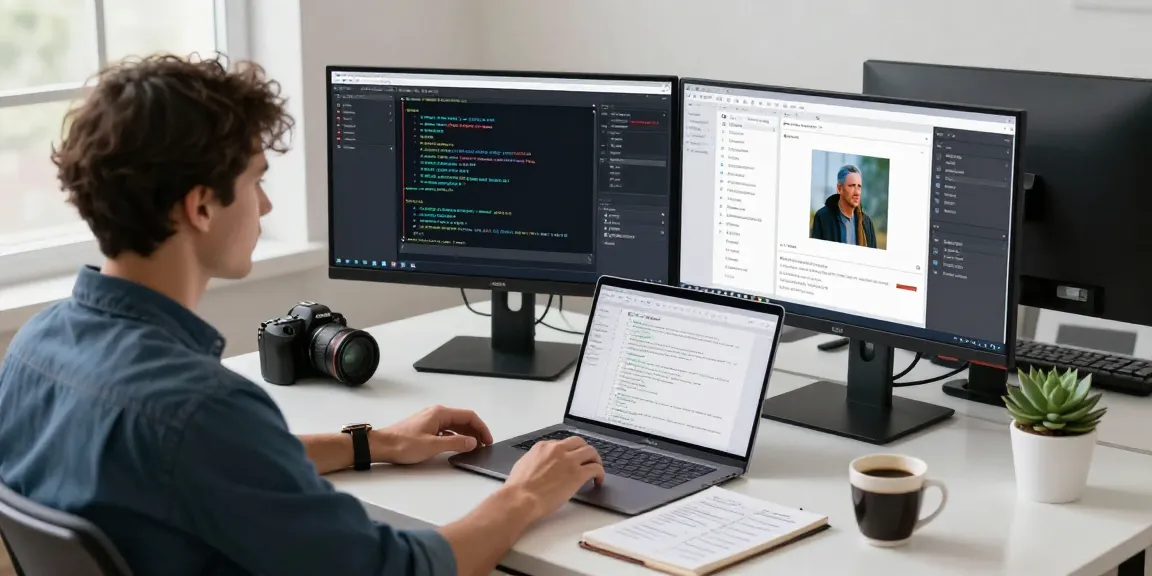 Image of a professional workspace with a free ai detector showcasing algorithms and image analysis.