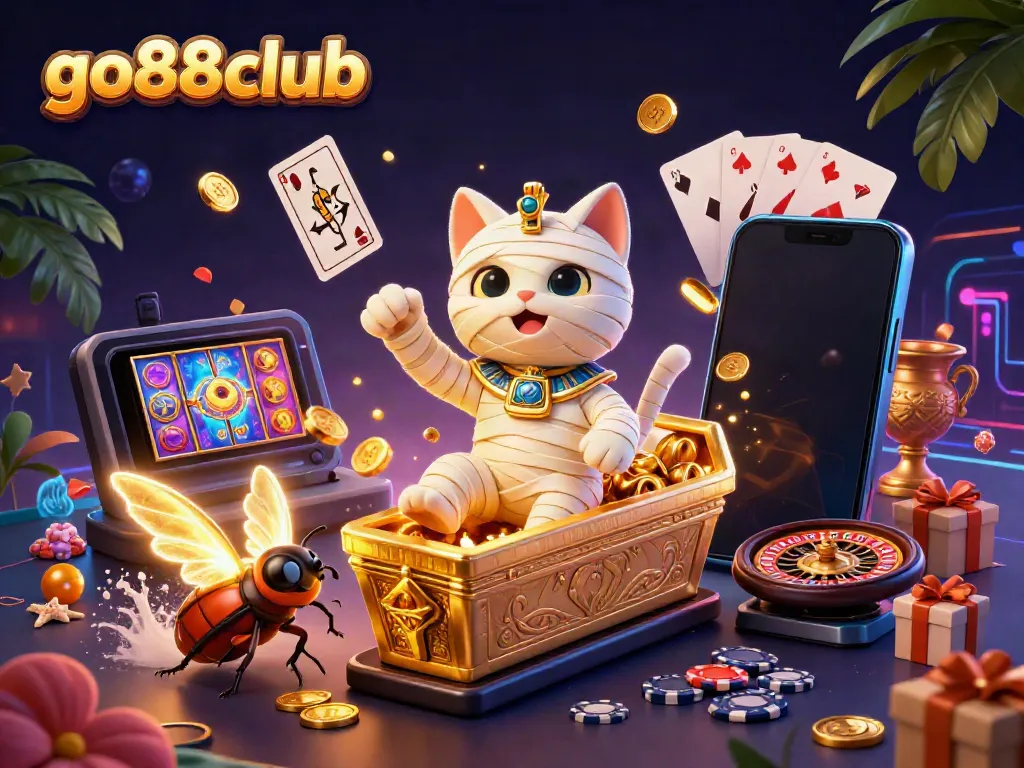 Experience thrilling gameplay with the go88club Egyptian mummy cat at a vibrant casino.
