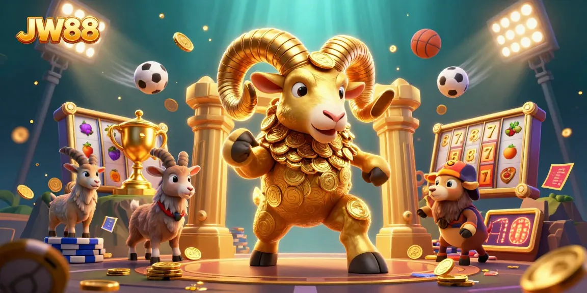 Experience thrilling slots adventures at JW88 with golden ram and dynamic casino elements.