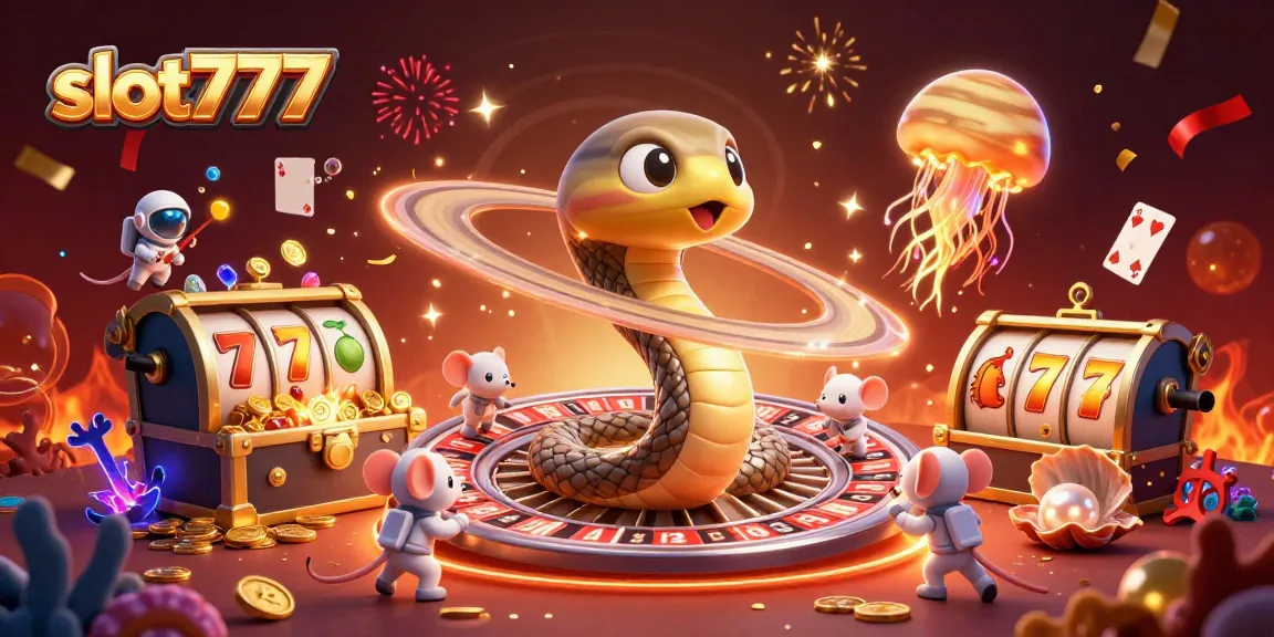 Place your bets on slot777 with cosmic dealers and vibrant gambling elements in a colorful 3D scene.