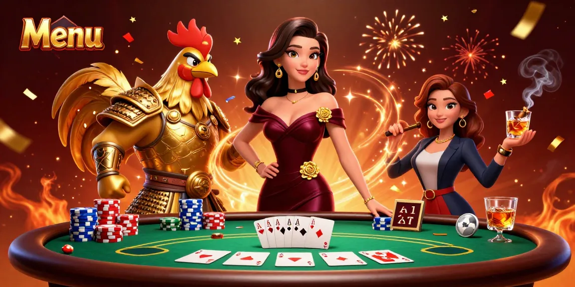 Experience a dazzling Menu with glamorous characters and vibrant casino elements in action.