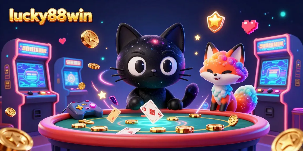 Experience the cosmic casino adventure with lucky88win, featuring a black hole cat pulling in golden chips.
