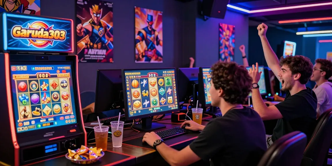 Excited players enjoying the Garuda303 slot gaming experience in a vibrant atmosphere.