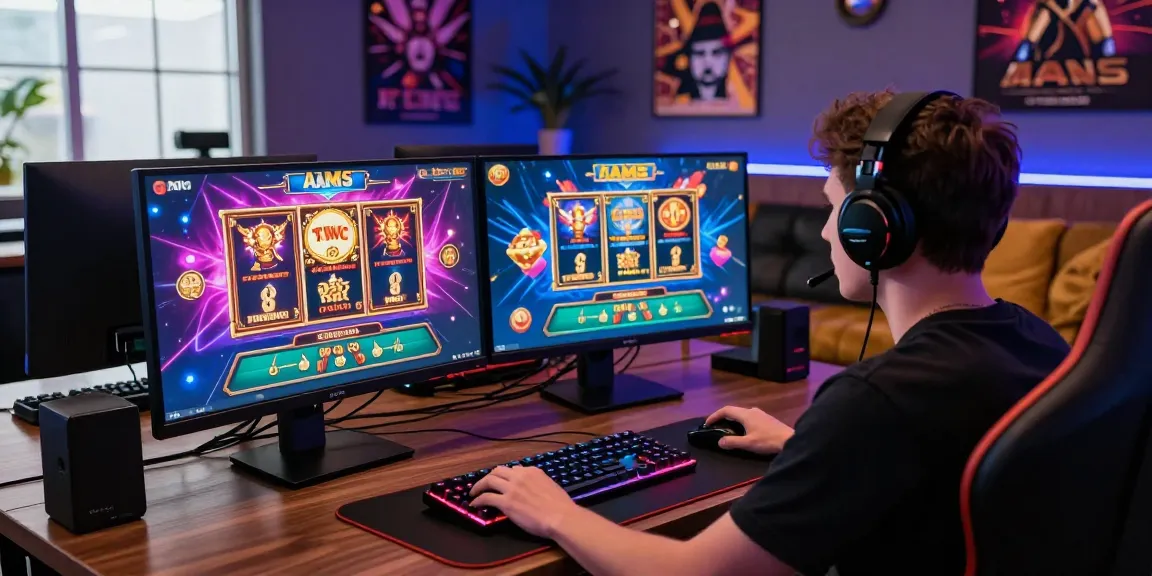 Atmosfera dei casinò non AAMS sicuri con un giocatore che si diverte con il gioco online vivace in un setup moderno.