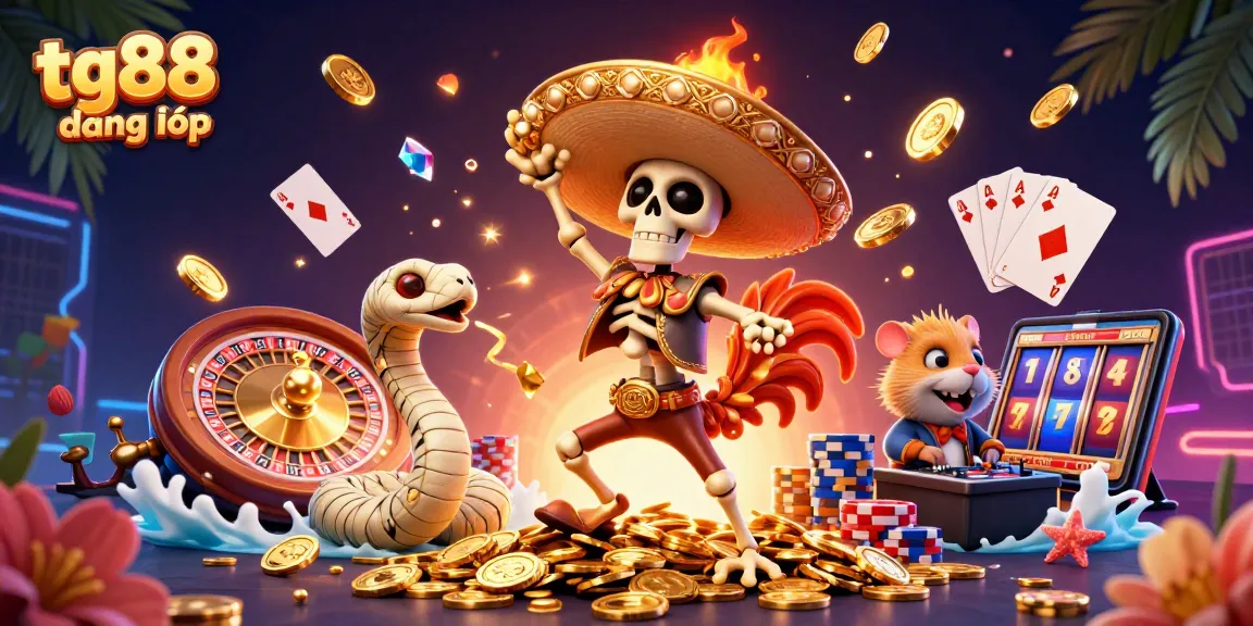 Experience tg88 đăng nhập through a vibrant illustration showcasing a dynamic victory dance in a casino environment.