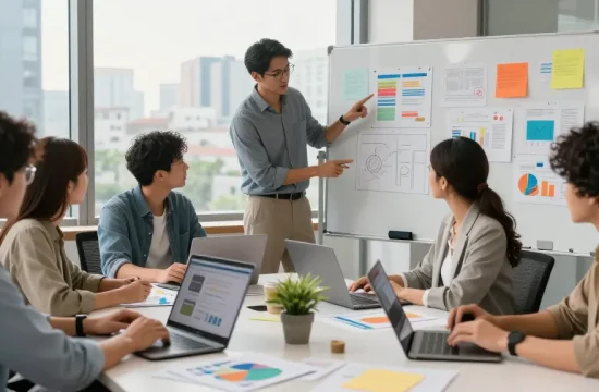 LLG Digital Marketing Services team collaborating in a bright office