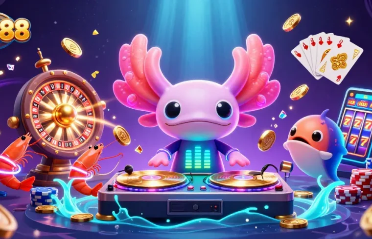 Experience the excitement of DH88 as the vibrant axolotl DJ and friends bring the casino to life.