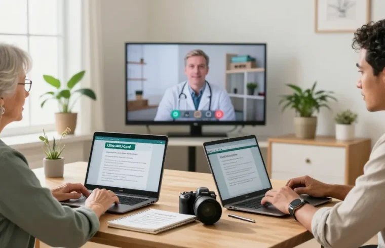 Ohio MMJ Card online consultation in a welcoming home office with licensed doctor, showcasing support for patients.
